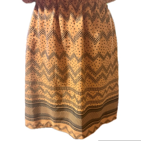Tan & Black Polka Dot Patterned Mini Dress S-L - Picture 3 of 7